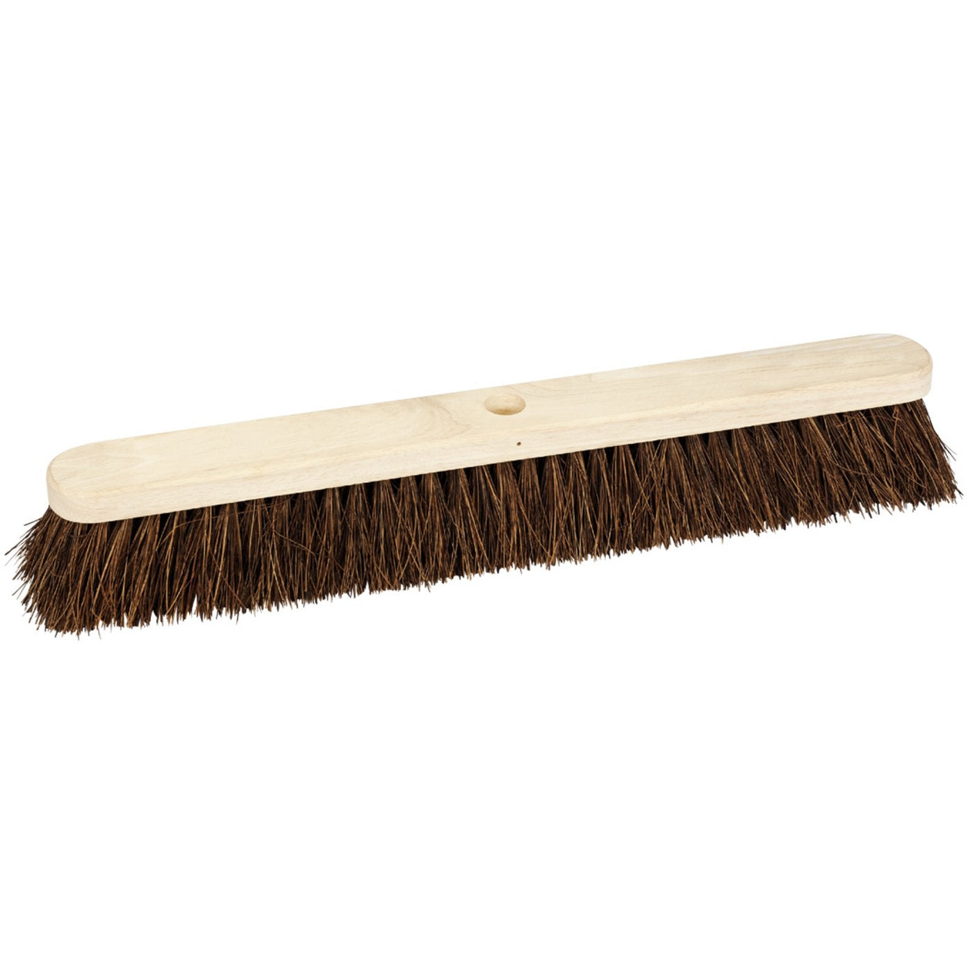 The Draper Stiff Bassine Broom Head (PBRM/BASS), featuring a 600mm light wooden base and stiff brown bristles, is ideal for heavy-duty outdoor use.