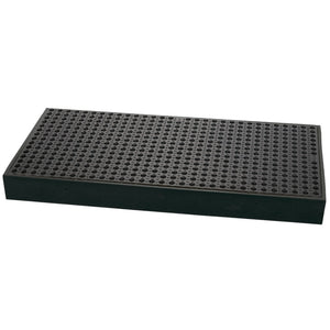 The Draper Two Drum PE Workflooring (PEWF-2) by Draper features a heavy-duty black rubber design with a perforated surface and raised border.