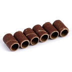 Six Draper 150 Grit Sanding Drums, ideal accessories for the 95W Multi-Tool Kit, lined up in a row on a white background.