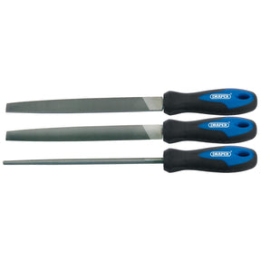 Draper Soft Grip Engineer's File Set, 200mm (3 Piece) - 8106B/3 - Farming Parts