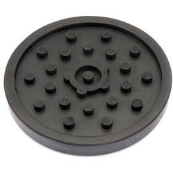 The Draper Rubber Saddle for Trolley Jacks 43929 and 43939 - YTJ2-HD/PRO is a round black disc with raised circular bumps and a central raised design.