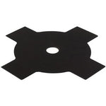 A Draper Spare Four Tooth 255mm Blade for Petrol Brush Cutters (AGP36) in black, featuring a star-shaped design with four points and a circular hole in the center.