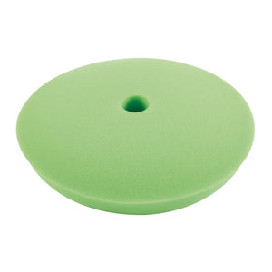 The Draper Polishing Sponge - Soft Polish, 180mm - APT121 is a green, round foam pad featuring a hole in the center. It's designed for use with 180mm angle polishers and comes equipped with hook and loop fixing for easy attachment.