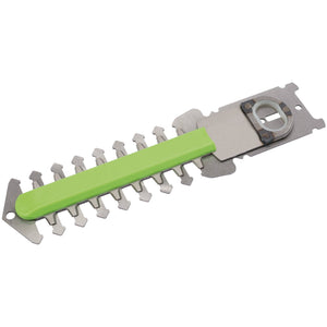 The Draper Spare Hedge Trimmer Blade For Stock Number 53216 - ACGS7.2-HT is a multi-functional kitchen tool with a sleek green handle, perfect for various tasks like opening bottles and peeling, offering precision similar to cordless grass shears.