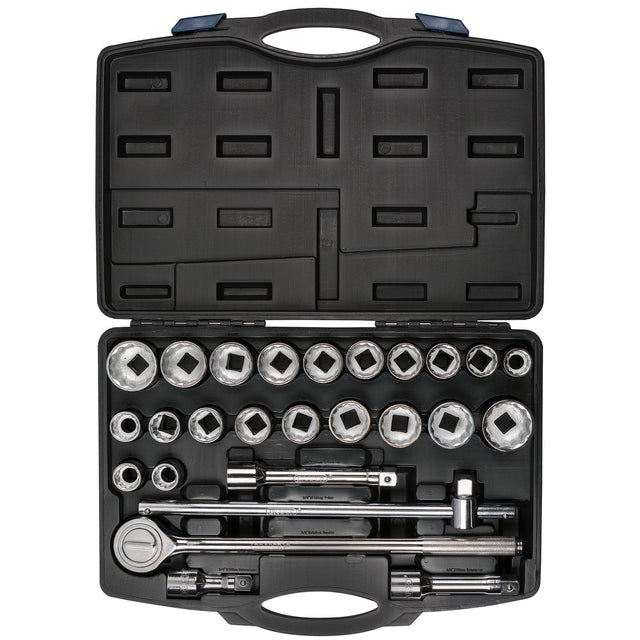 Draper Hi-Torq&#174; Combined mm/Af Socket Set, 3/4" Sq. Dr., Black (26 Piece) - SD26AMA/C - Farming Parts
