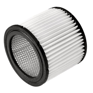 The Draper Washable Filter For Wdv21 And Wdv30Ss - AVC49 features a pleated cylindrical design with black end caps and a metal mesh interior.