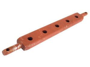 The Flat Drawbar (Cat. 1), also known as Sparex Part Number S.49122, is a rust-colored, rectangular metal bar featuring five circular holes and hexagonal ends with cylindrical extensions, commonly utilized in Sparex machinery.