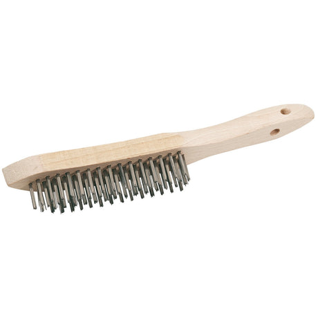 Draper Stainless Steel 4 Row Wire Scratch Brush, 310mm - WB-SS/L - Farming Parts
