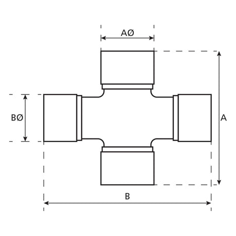 Technical diagram of a Sparex Weasler Universal Joint - 32 x 76 & 27 x 94mm (Standard Duty), labeled with dimensions: A, B, AØ, and BØ. Sparex Part No. S.51153.