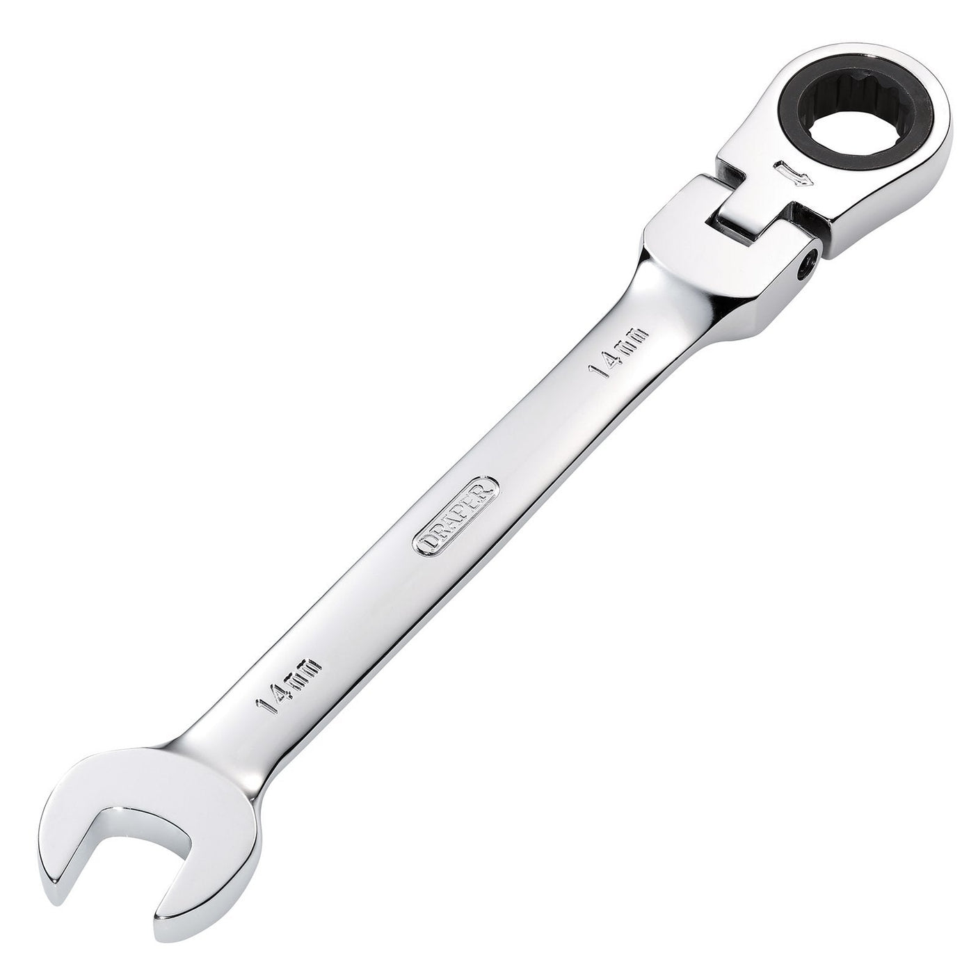 Draper Hi-Torq&#174; Metric Flexible Head Ratcheting Combination Spanner, 14mm - 8230FMMB - Farming Parts