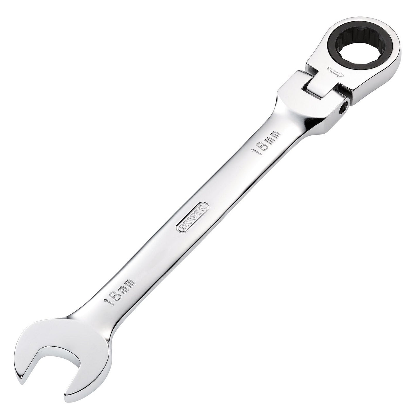 Draper Hi-Torq&#174; Metric Flexible Head Ratcheting Combination Spanner, 18mm - 8230FMMB - Farming Parts