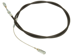 The Hitch Cable from Sparex, Part Number S.52504, is a coiled black throttle cable with metallic connectors on both ends, designed for mechanical control in vehicles. This product complies with tariff code 8708991060, ensuring regulatory standards are met.