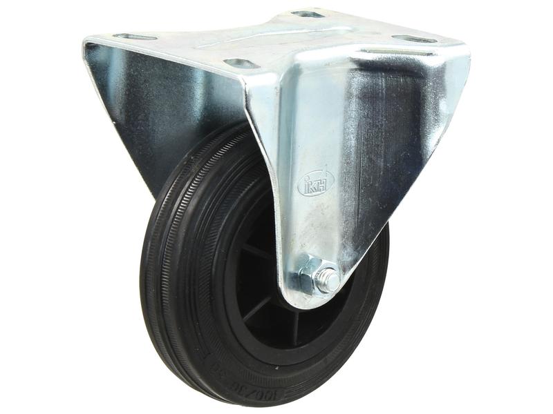 Fixed Rubber Castor Wheel - Capacity: 150kgs, Wheel Ø: 160mm | Sparex Part Number: S.52579