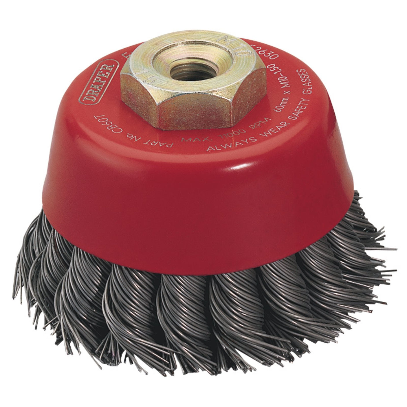 Draper Expert Steel Twist-Knot Wire Cup Brush, 60mm, M10 - CB60T - Farming Parts