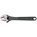 The Draper Expert Crescent-Type Adjustable Wrench with Phosphate Finish is a 250mm tool, designed with a black handle and a hole at the end. Crafted from chrome vanadium steel, this wrench features an adjustable jaw that accommodates bolt sizes up to 33mm.