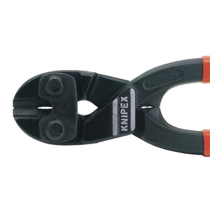 Close-up of a Draper Knipex Cobolt® 71 31 200 Compact Bolt Cutter with red handles, featuring induction-hardened jaws and "Germany" inscribed on the tool's head.