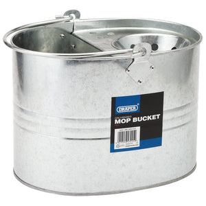 A traditional style Draper Galvanised Mop Bucket, 9L - GMB with a wringer.