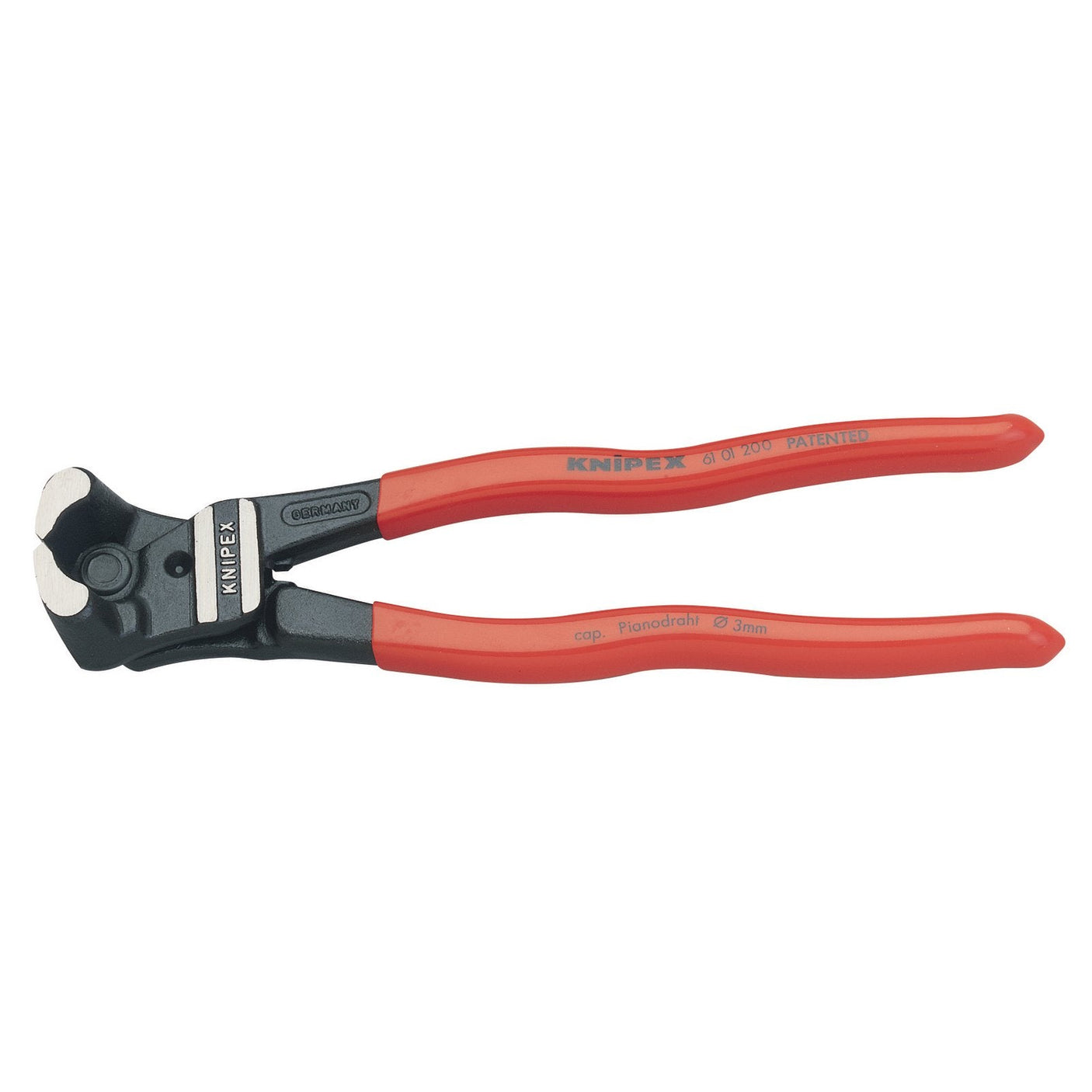 Red-handled bolt cutters with the brand name Draper displayed on the tool feature 85° angled blades made of durable vanadium electric steel.