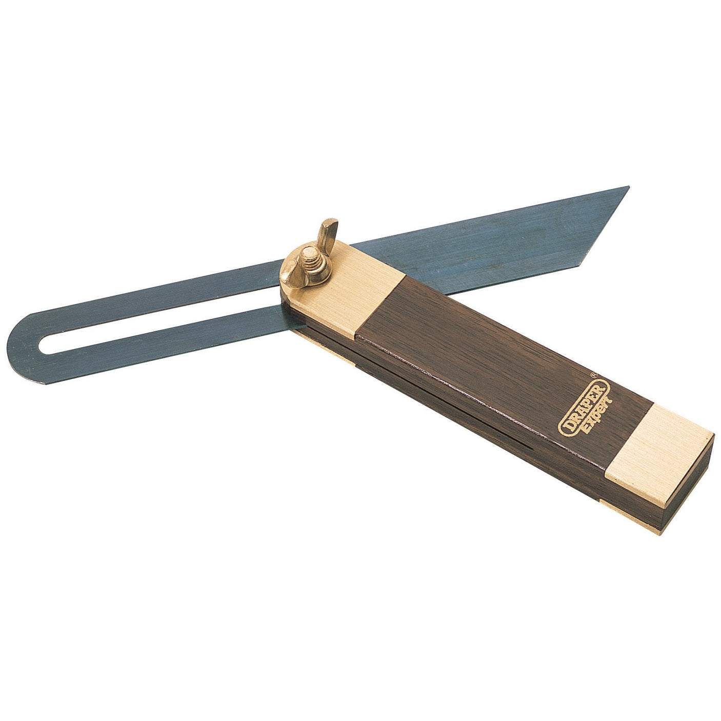 The Draper Adjustable Carpenter's Bevel, 190mm - 5C/L190 features a polished hardwood stock handle and a blued steel blade, providing expert quality for transferring angles.