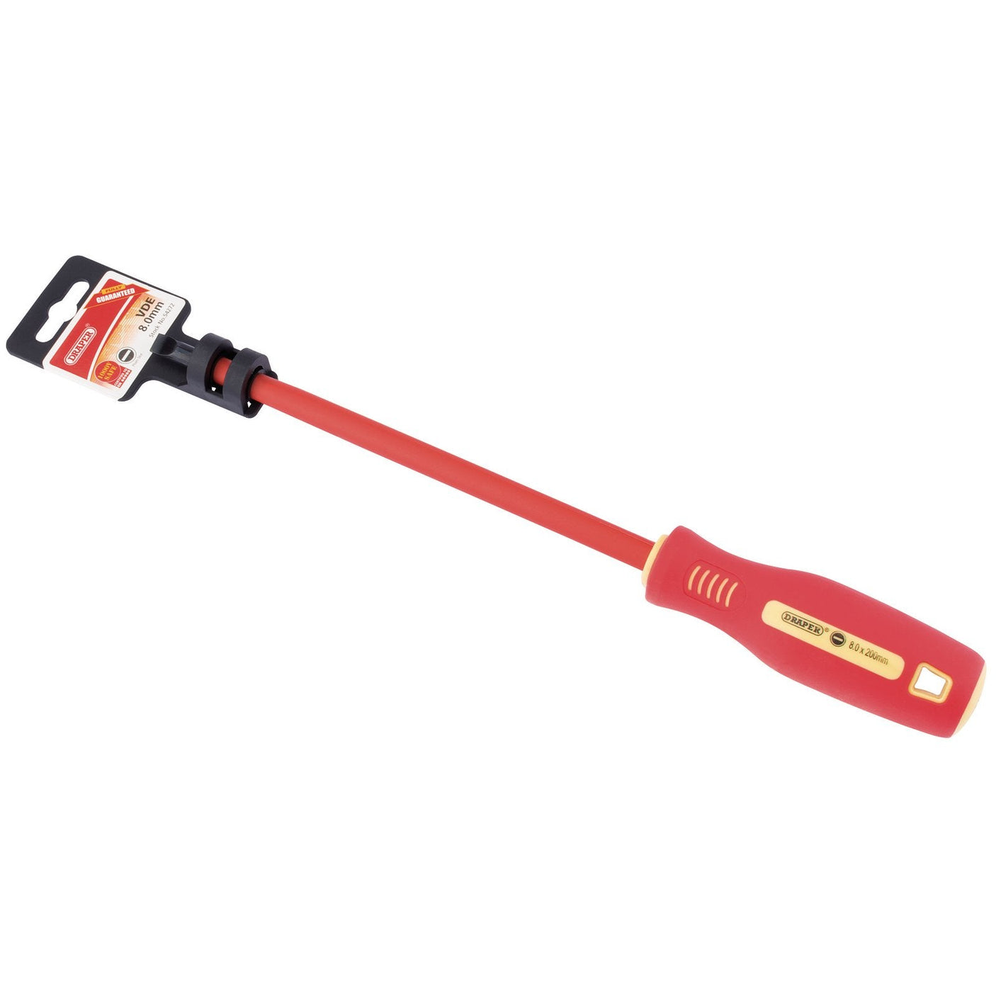 Draper Fully Insulated Plain Slot Screwdriver, 8 X 200mm - 952 - Farming Parts