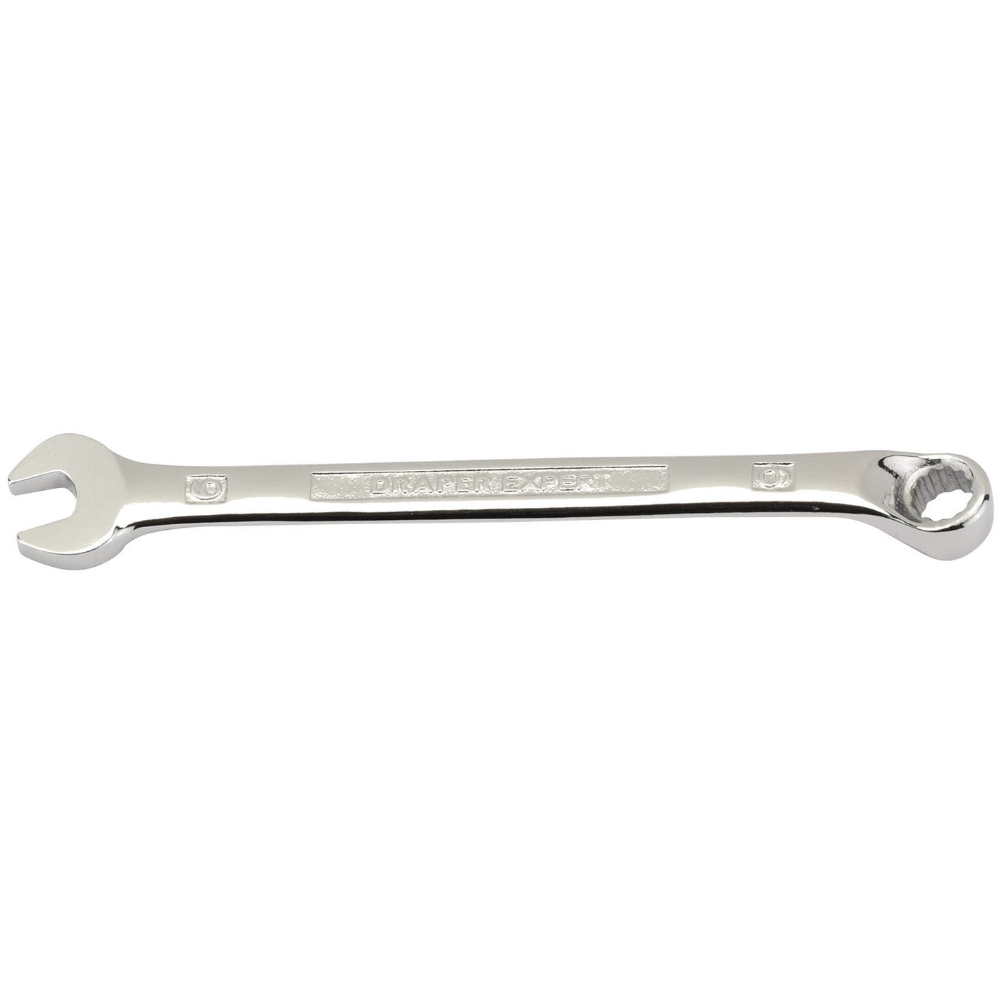 A Draper Hi-Torq® Combination Spanner, 6mm - 8224MM is displayed against a plain white background. Made from chrome vanadium steel, this double-ended wrench features an open-end on one side and a box-end on the other. As part of the Draper Expert HI-TORQ range, it meets DIN3113 specifications, providing durability and precision for any task.