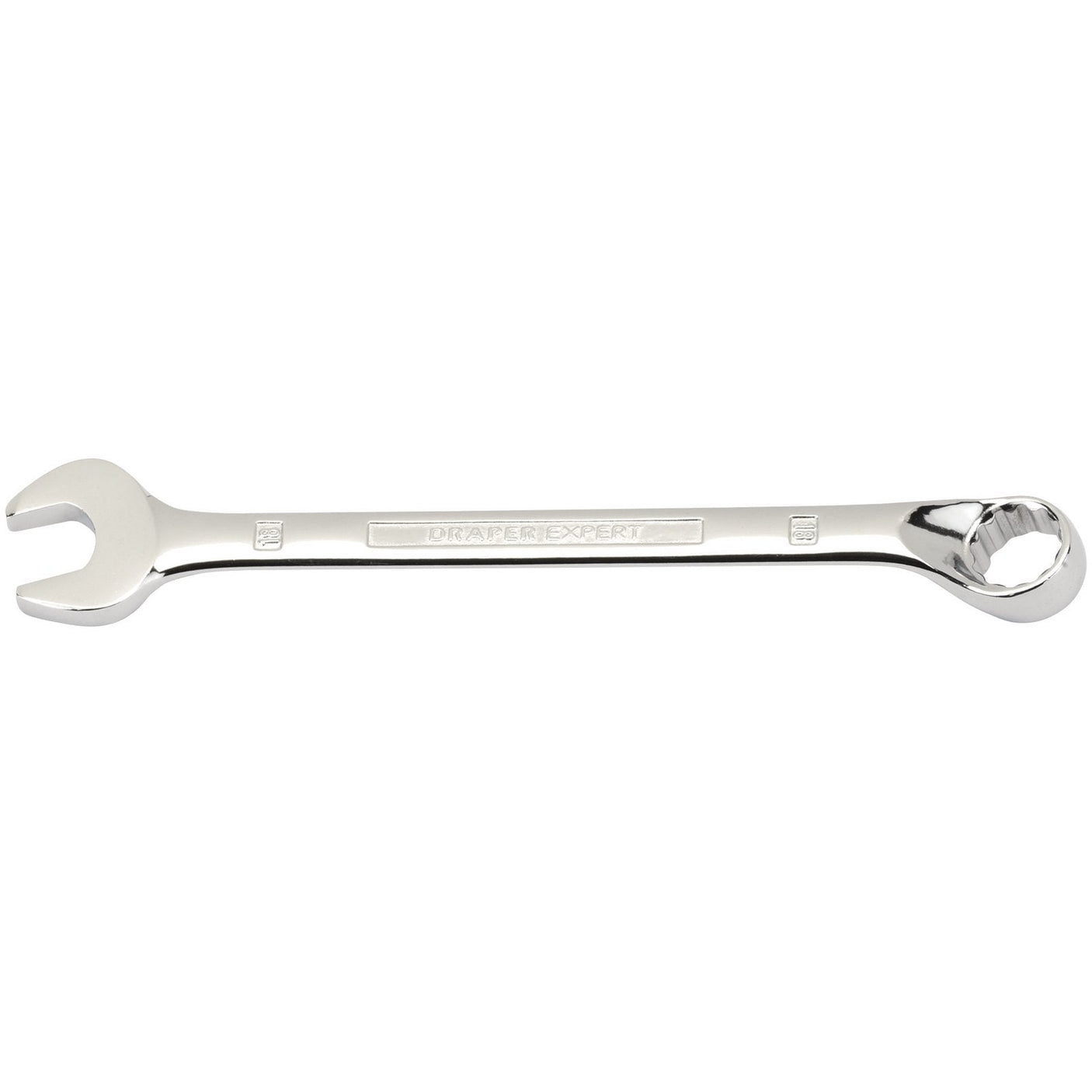 The Draper Hi-Torq® Combination Spanner, 18mm - 8224MM is crafted from chrome vanadium steel and features an open-end on one side and a box-end on the other. It is engraved with "Draper Expert HI-TORQ®" and built to meet DIN3113 Specifications for high performance.