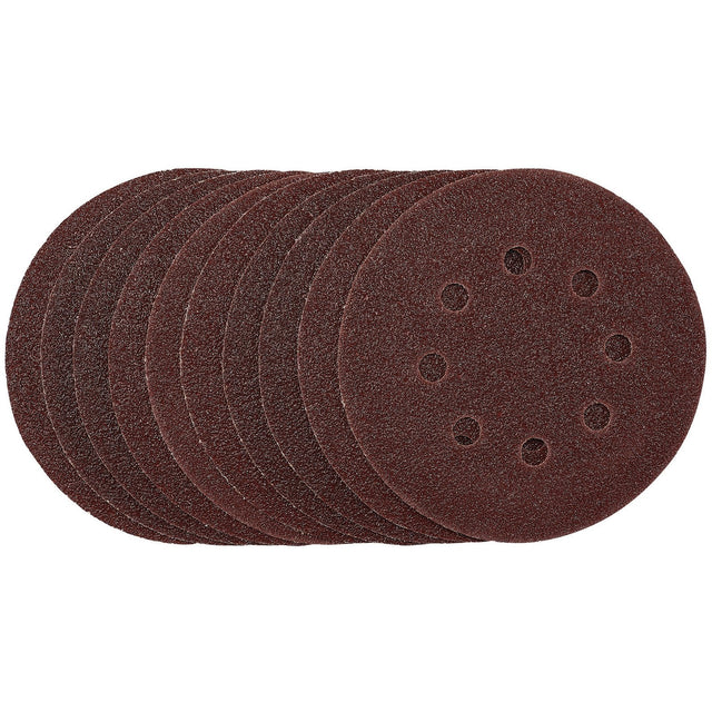 Draper Punched Sanding Discs, 125mm, Hook & Loop, 40 Grit, (Pack Of 10) - SDHAL125 - Farming Parts