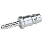 The Draper Pcl Euro Adaptor Hose Tailpiece, 4mm (Sold Loose) - A7109 BULK is a heavy-duty metallic hose barb fitting with a threaded end and a barbed end, ensuring secure attachment to flexible tubing and making it ideal for high-flow applications.