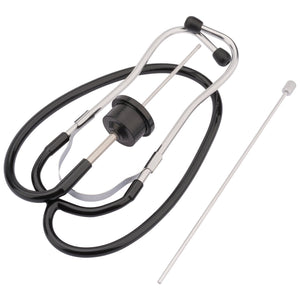 A Draper Mechanic's Stethoscope - STETH1 in black and silver next to a long, thin metal probe used for diagnosing engine faults.