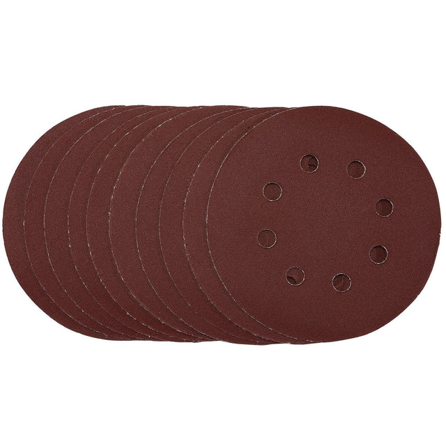 Draper Punched Sanding Discs, 125mm, Hook & Loop, 240 Grit, (Pack Of 10) - SDHAL125 - Farming Parts