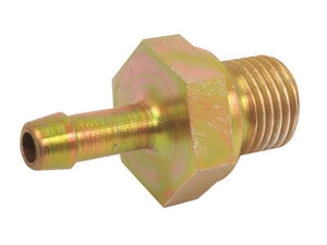 The Sparex Hose Connector - External Thread 1/4'' (Sparex Part Number: S.55177) features a hexagonal base and a threaded male end, perfect for connecting hoses or pipes. Its nominal I.D. ensures compatibility, making this brass fitting reliable for secure connections every time.
