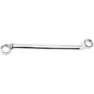 The Draper Hi-Torq® Deep Offset Ring Spanner, 24 X 26mm - 7105MM, is crafted from robust chrome vanadium steel with a polished chrome finish. It features two closed loop ends of different sizes for tightening or loosening nuts and bolts and conforms to DIN 838 specifications for maximum reliability.