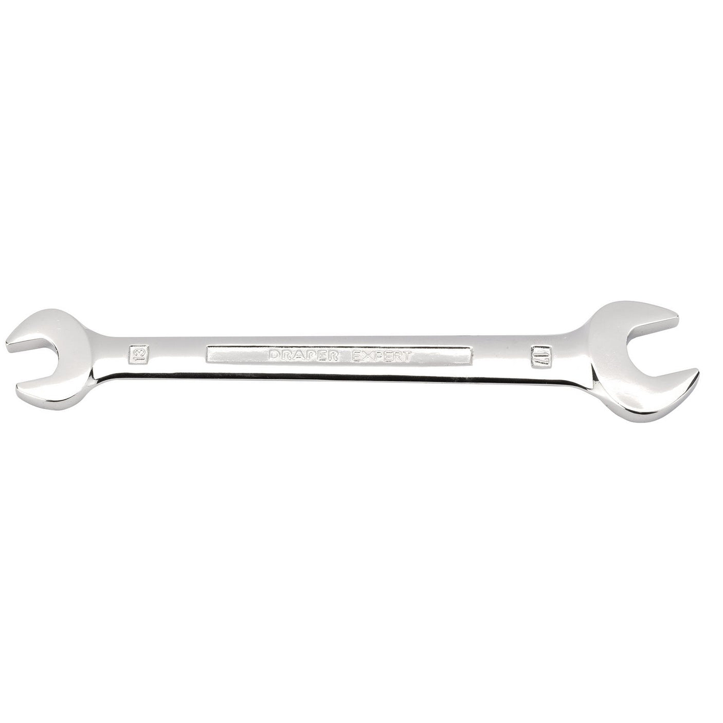 The Draper Open End Spanner, 13 x 17mm - 5055MM, from the renowned brand Draper, is a double-ended open wrench with a polished chrome finish. It is forged from durable chrome vanadium steel and features two different sized jaws while meeting DIN3113 specifications.