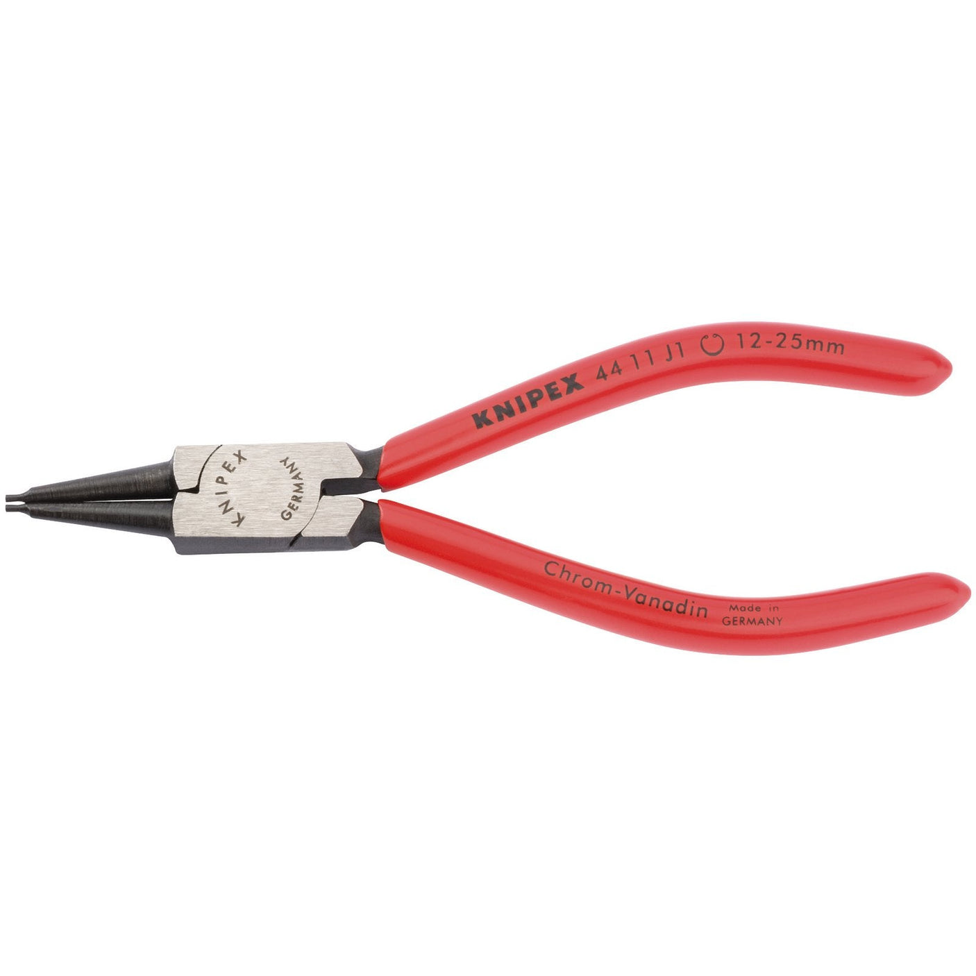 A pair of Draper Knipex 44 11 J1 Sb J1 straight internal circlip pliers, designed for handling items within a 12-25mm range.