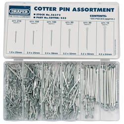 Draper Split Pin Assortment (555 Piece) - COTTER/555