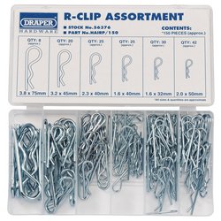Draper R-Clip Assortment (150 Piece) - HAIRP/150 - Farming Parts