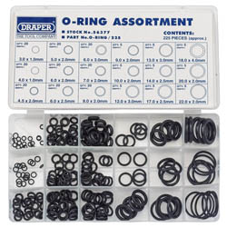 Draper O-Ring Assortment (225 Piece) - O-RING/225 - Farming Parts