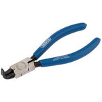 A pair of Draper 90° Tip Internal Circlip Pliers, featuring non-slip blue handles, designed for removing bicycle chain links.