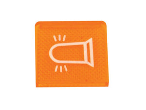 Introducing the Rocker Switch Insert - Beacon by Sparex (Part Number: S.57384): a square, orange indicator light featuring a white light bulb icon and lines indicating illumination, perfect for signaling your system's status.