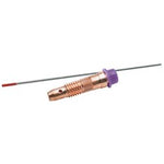 Close-up image of a Draper Collet Body for Inverter Welder TIG Torch W624, 1/16" - W629, featuring a copper and steel electrode with a purple cap.