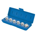 A blue plastic case containing the Draper Injector Noid Light Kit (6 Piece) - INL6/KIT, perfectly arranged in a row, much like a technician organizing tools to fault find in EFI systems.