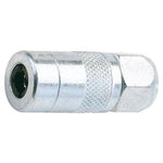 The Draper 4 Jaw Hydraulic Connector, 1/8" BSP - GG2 is a metal quick-connect fitting featuring a knurled grip, a hexagonal nut on one end, and is crafted from plated steel for added durability.