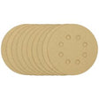 Draper Gold Sanding Discs With Hook & Loop, 125mm, 120 Grit, 8 Dust Extraction Holes (Pack Of 10) - SDHALG125 - Farming Parts