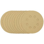 Draper Gold Sanding Discs With Hook & Loop, 125mm, 120 Grit, 8 Dust Extraction Holes (Pack Of 10) - SDHALG125 - Farming Parts