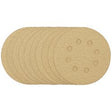 Draper Gold Sanding Discs With Hook & Loop, 125mm, 180 Grit, 8 Dust Extraction Holes (Pack Of 10) - SDHALG125 - Farming Parts