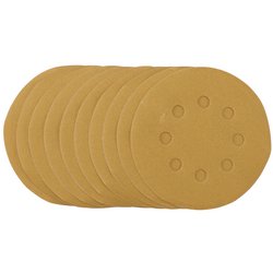 Draper Gold Sanding Discs With Hook & Loop, 125mm, 240 Grit, 8 Dust Extraction Holes (Pack Of 10) - SDHALG125 - Farming Parts