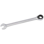 The Draper Elora Metric Ratcheting Combination Spanner, 10mm - 204-10, is crafted from durable chrome vanadium steel and features an open end on one side with a 72 teeth ratcheting box-end on the other.