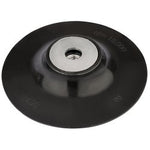 A Draper Grinding Disc Backing Pad, 125mm - APT11, featuring a circular black design with a central metal attachment point, is displayed on a white background.