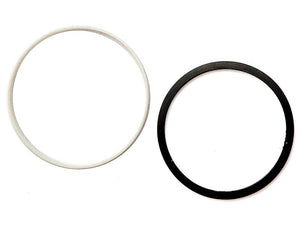 The Sparex Seal Kit (Lift Cylinder 82.5mm Piston), featuring two essential circular rubber gaskets—one white and one black—is displayed against a plain white background. This kit corresponds to Sparex Part Number S.58835.