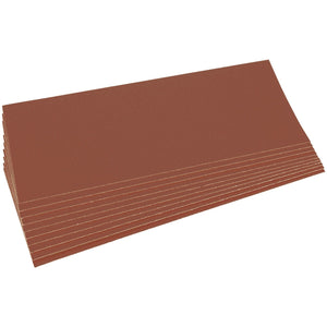 A pack of Draper Aluminium Oxide Sanding Sheets, measuring 280 x 115mm with an 80 grit grade, neatly arranged at a slight angle.